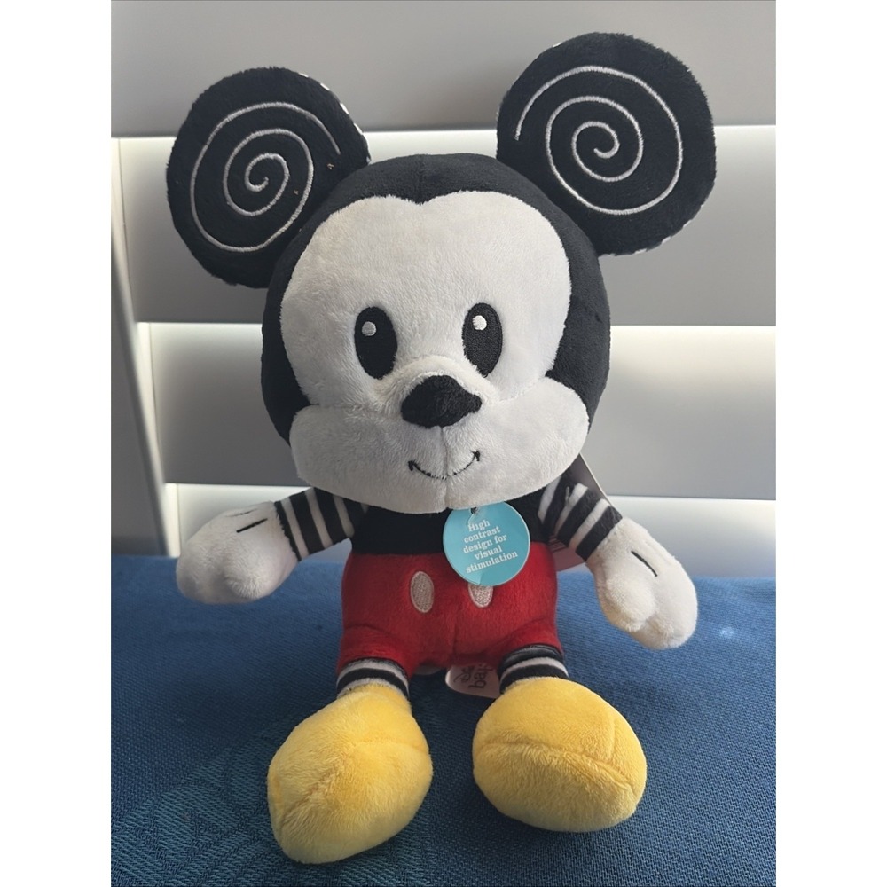 Disney Baby High Contrast Mickey Mouse Crinkle Stuffed 11" Plush Toy 2022